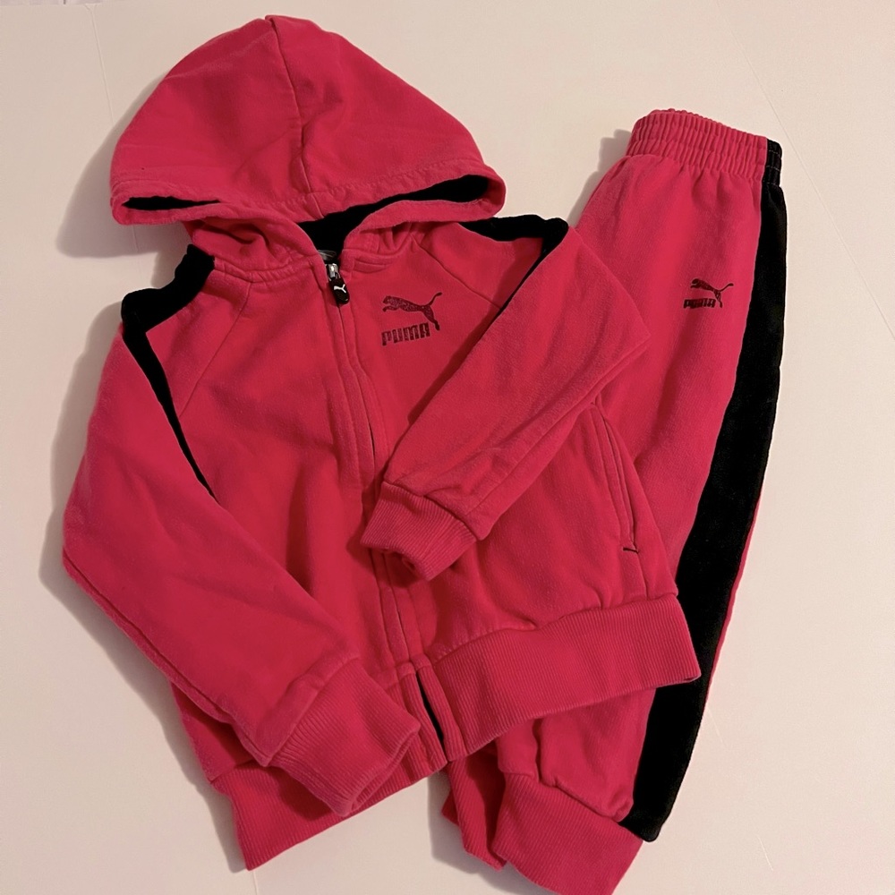 Puma Pink & Black Tracksuit | 4T